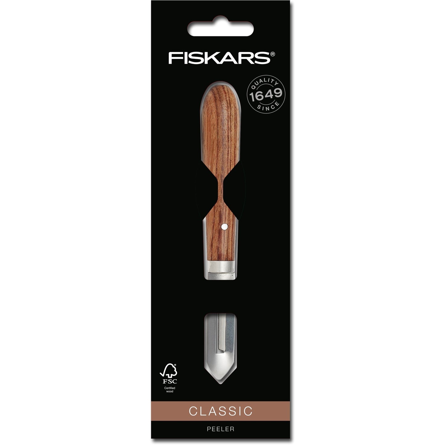 Fiskars classic schiller links 5 cm mes (houtkleur, dunschiller | fsc-gecertificeerd sucupira hout | rvs)
