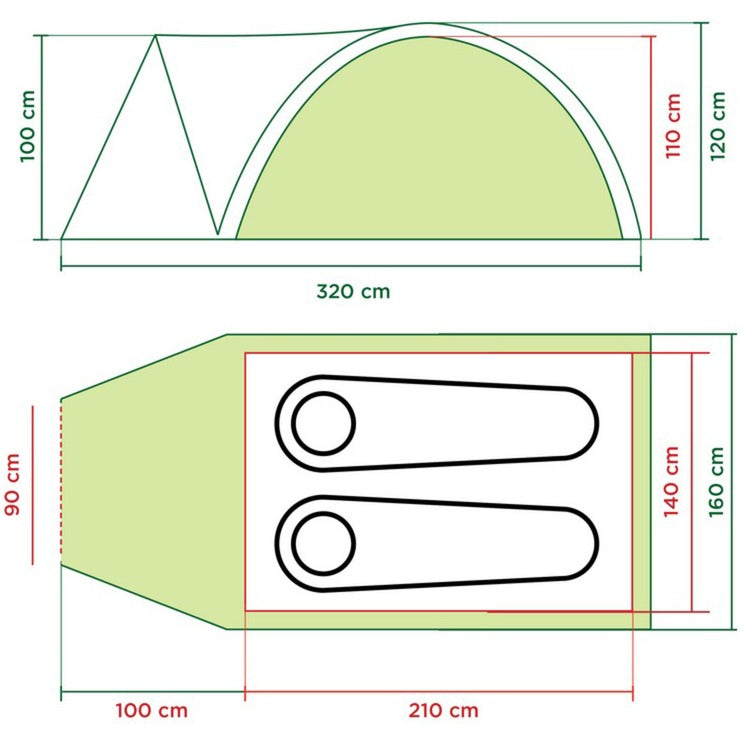 Coleman darwin 2+ tent (groen grijs)