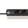 Brennenstuhl ecolor 4-voudige stekkerdoos met 2 usb-laadpoorten (meervoudige stekkerdoos usb c met schakelaar en 1,5m kabel)