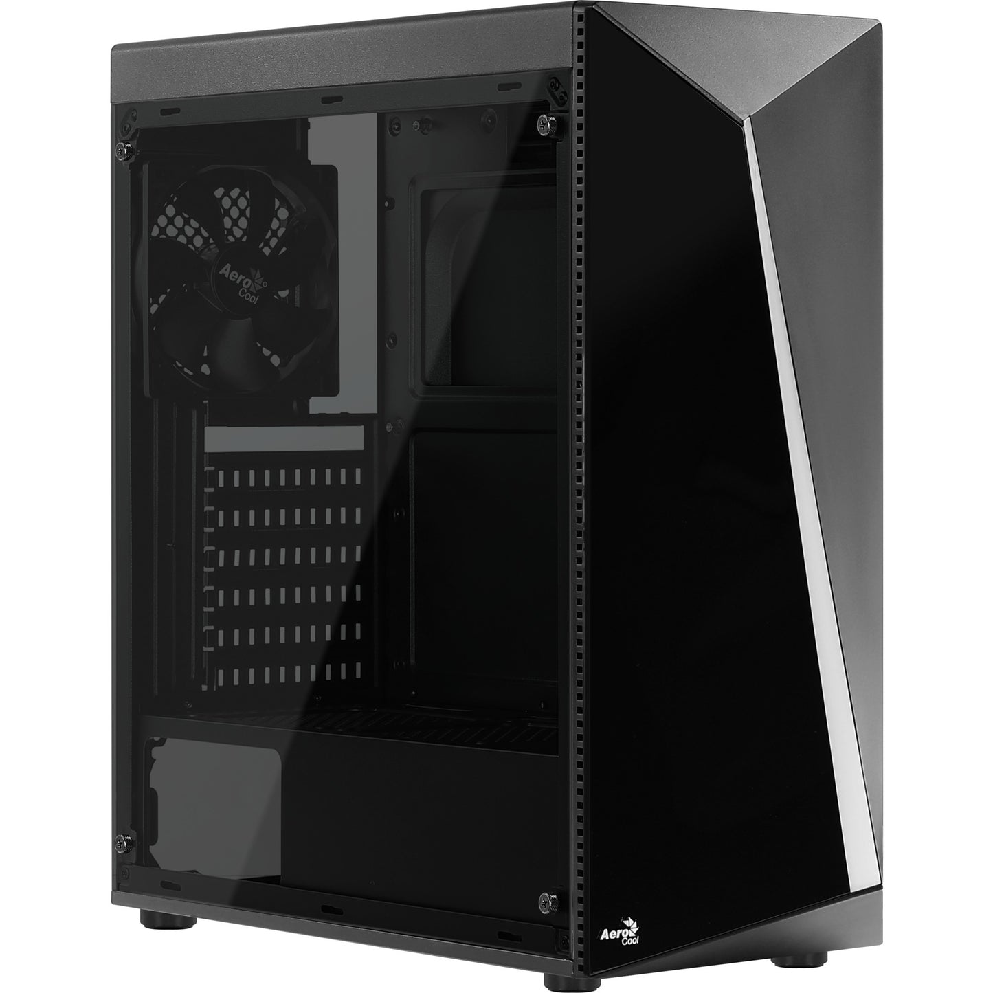 Aerocool shard midi tower behuizing (zwart | 3x usb-a | rgb | window)