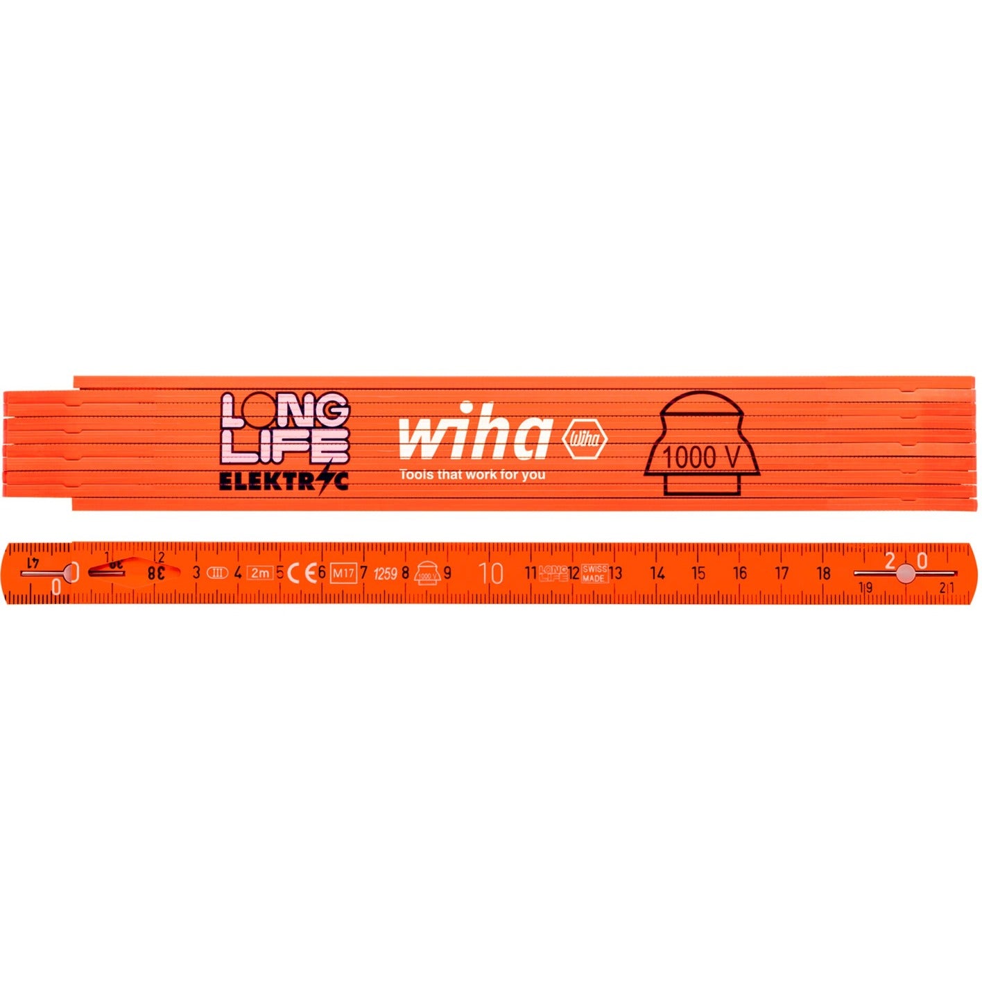 Wiha elektriciensduimstok longlife 2m meetlat (oranje)