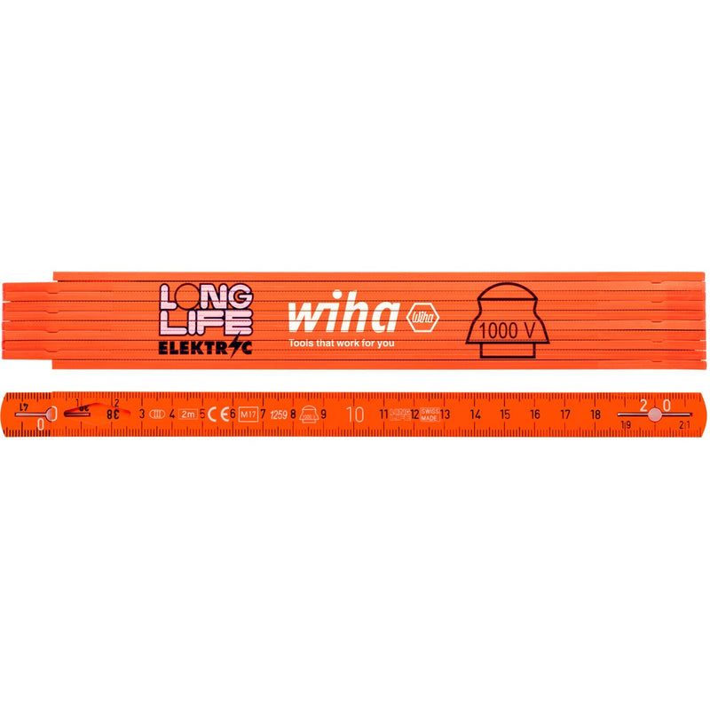 Wiha elektriciensduimstok longlife 2m meetlat (oranje)