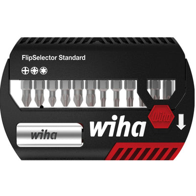 Wiha bitset flipselector standard 25 mm (zwart rood, phillips, pozidriv, torx® 13-delig 1 4 c6,3 met riemclip)