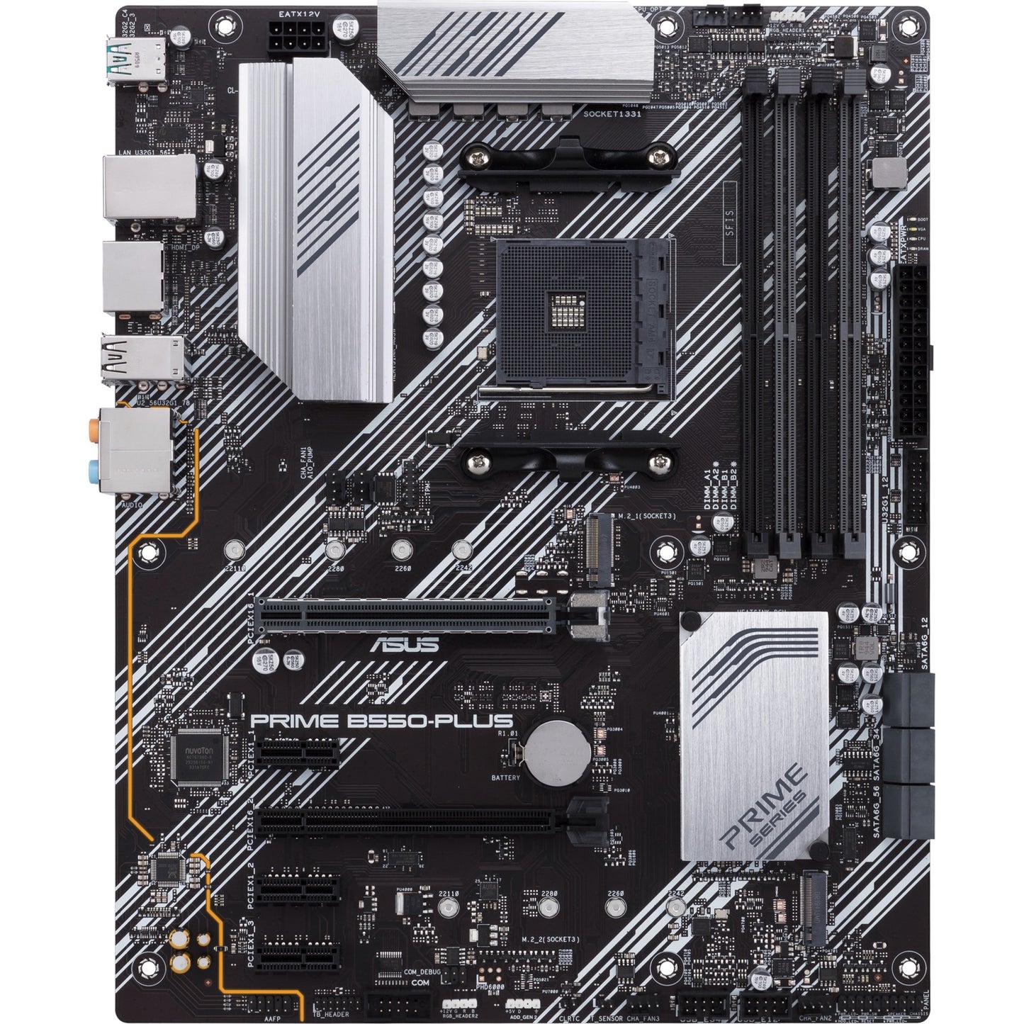 Asus prime b550-plus socket am4 moederbord (zwart zilver, raid, gb-lan, sound, atx)