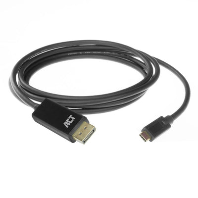 Act connectivity usb-c naar displayport kabel (zwart, 2 meter, ac7325, 60hz 4k (2160p))