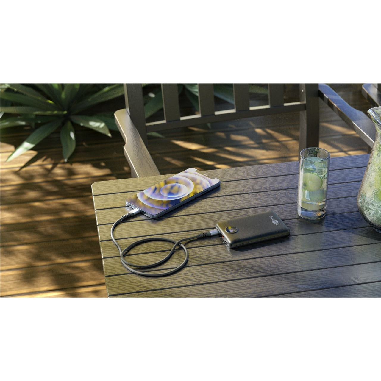 Goobay powerbank compact 10.000 mah (zwart, 10 ah, 1x usb-a, 1x usb-c, power delivery, quick charge)