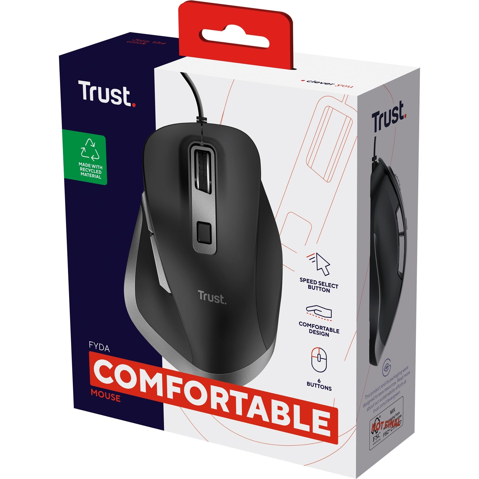 Trust fyda bedrade muis (zwart grijs, 600 - 5000 dpi)