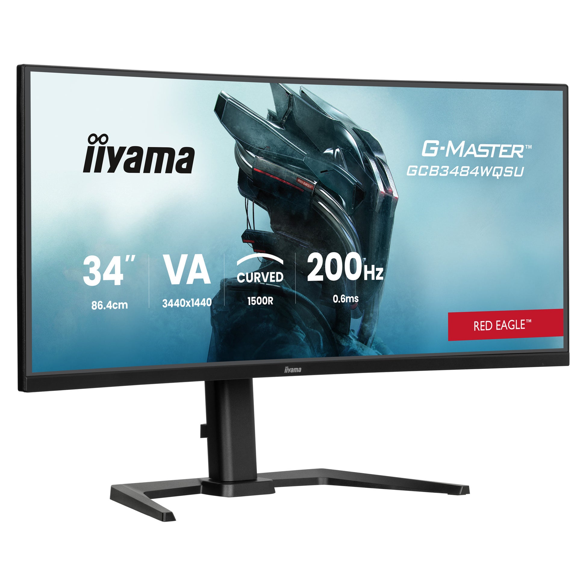 Iiyama g-master red eagle gcb3484wqsu-b2 34 curved ultrawide gaming monitor (zwart, hdmi, displayport, usb, audio, amd free-sync, dual mode)