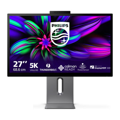 Philips brilliance 27e3u7903 27 5k uhd monitor (grijs, hdmi, thunderbolt 4, usb, lan, webcam)