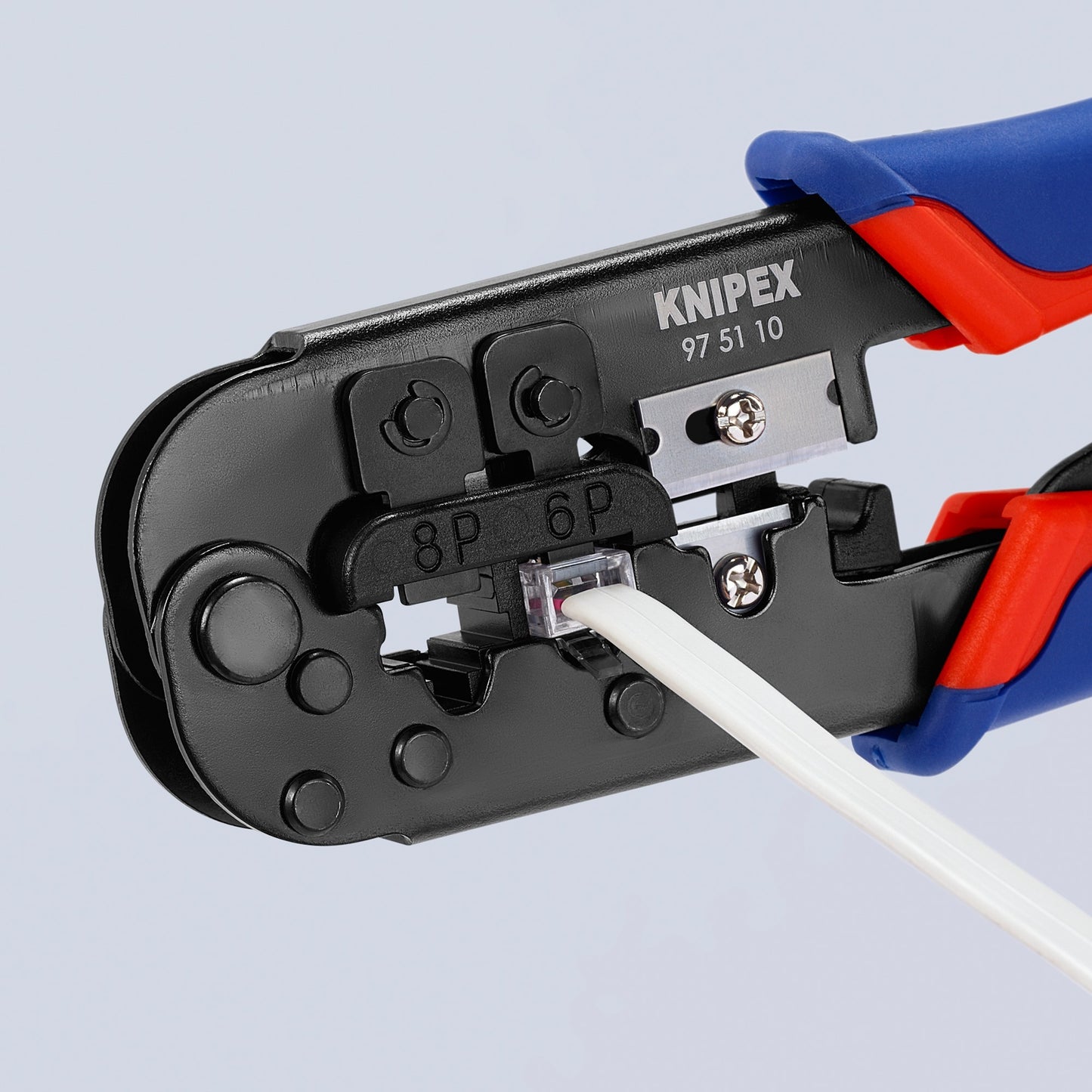 Knipex krimptang 97 51 10 sb (blauw rood, rj-11 12 en rj-45 stekker)