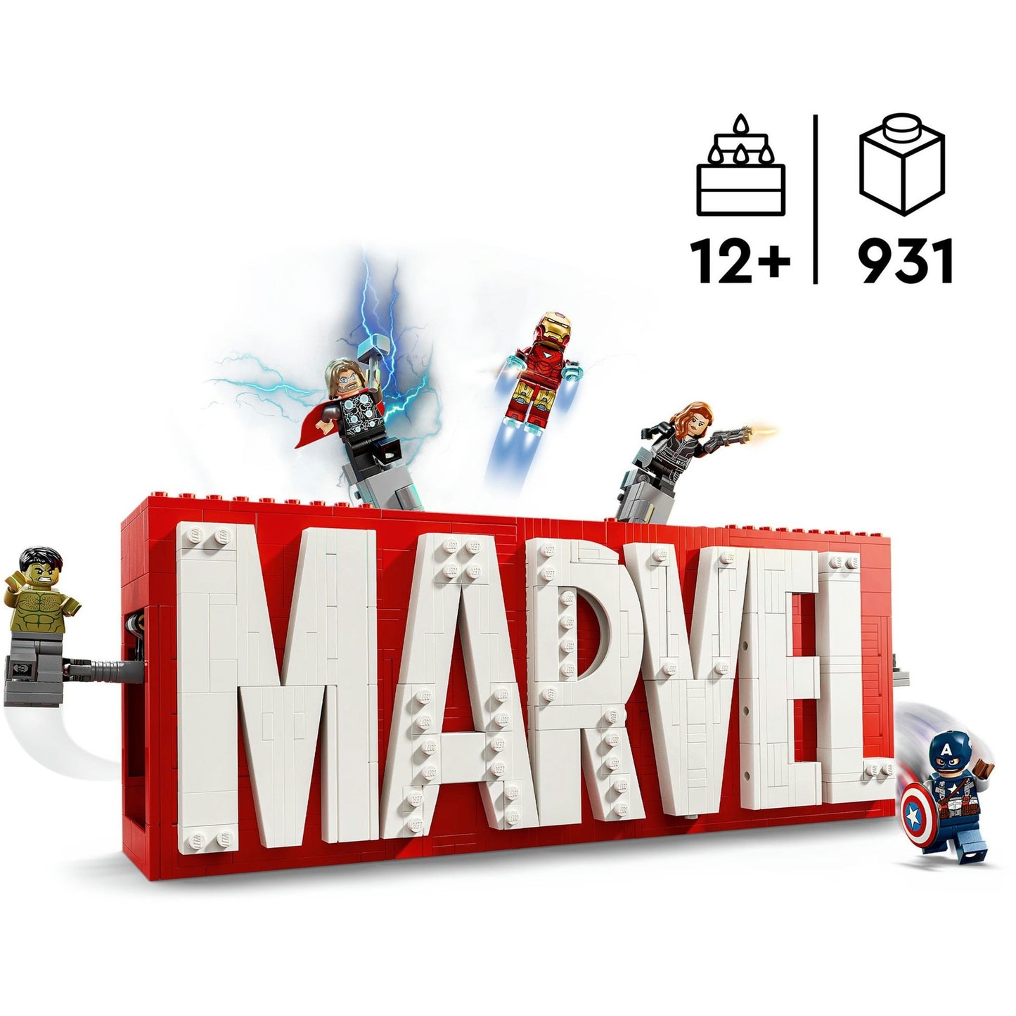 Lego super heroes 76313 marvel logo en minifiguren