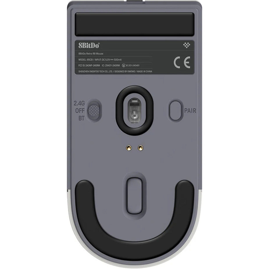 8bitdo retro r8 mouse - n edition (grijs rood, 50 - 26000 dpi, bluetooth usb-c 2.4 ghz)
