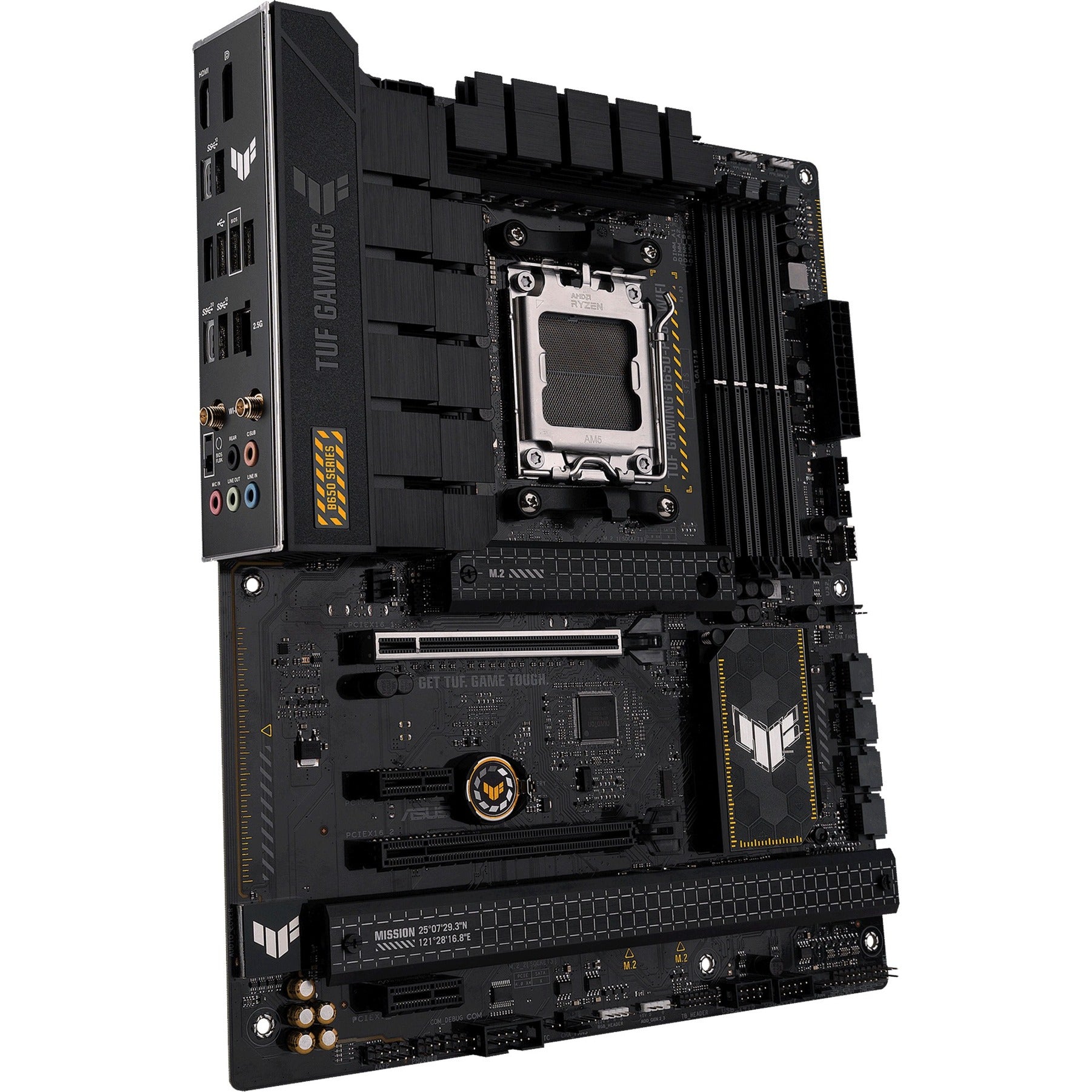 Asus tuf gaming b650-plus wifi socket am5 moederbord (zwart lichtoranje, raid, 2.5gb-lan, wi-fi 6, bt 5.2, sound, atx)