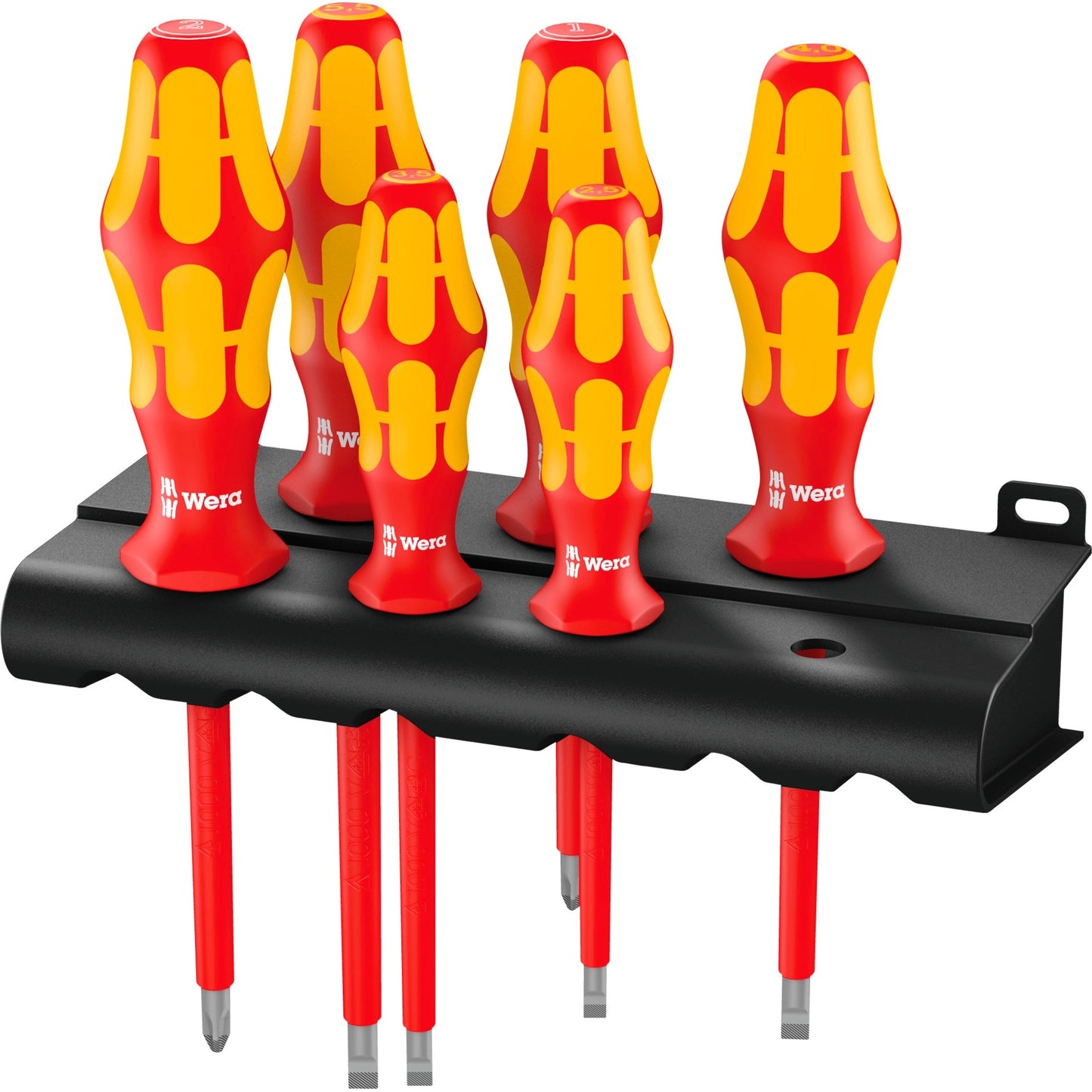 Wera 160 i 6 schroevendraaierset kraftform plus serie 100 + rek (rood geel, 6-delig)