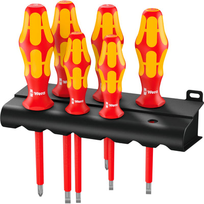 Wera 160 i 6 schroevendraaierset kraftform plus serie 100 + rek (rood geel, 6-delig)