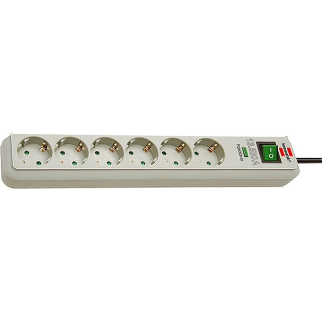 Brennenstuhl eco-line 13.500a stekkerdoos met overspanningsbeveiliging 6-voudig stekkerdoos (lichtgrijs, 1,5 meter)