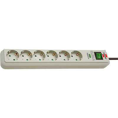 Brennenstuhl eco-line 13.500a stekkerdoos met overspanningsbeveiliging 6-voudig stekkerdoos (lichtgrijs, 1,5 meter)