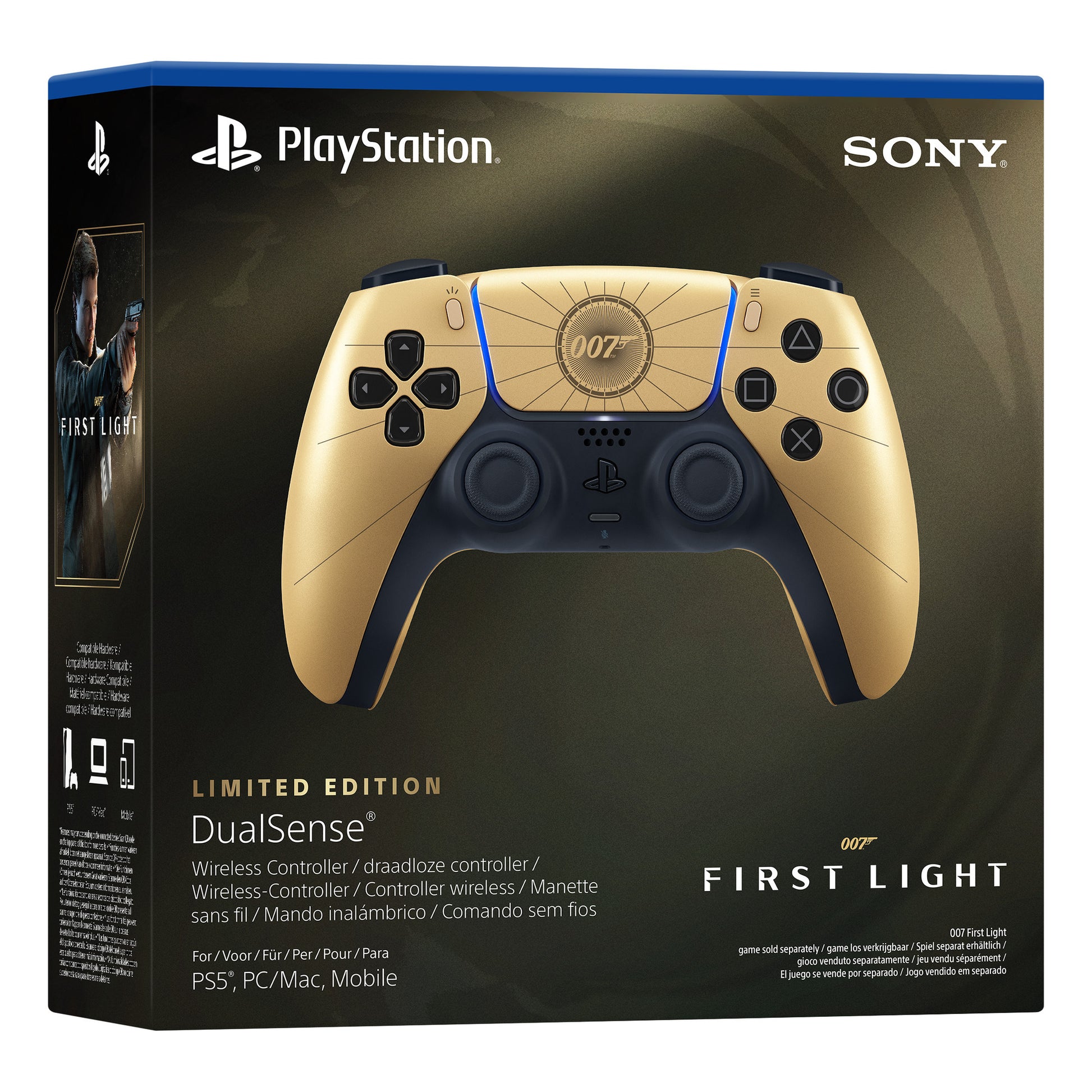 Sony interactive entertainment dualsense draadloze controller – 007 first light limited edition (goud zwart, voor playstation 5)