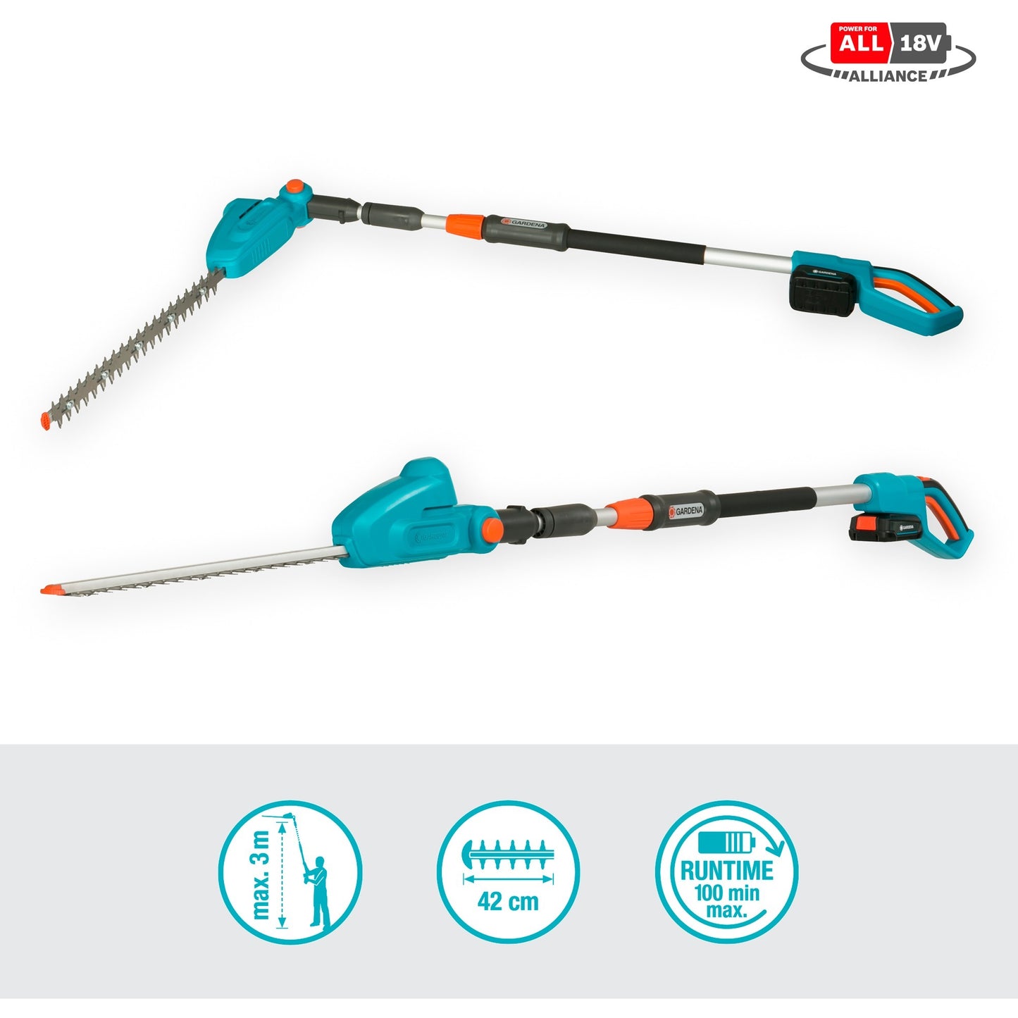 Gardena ths 42 18v accu heggenschaar - 42cm - met draaibare kop
