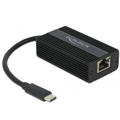 Delock usb-c male > 2.5 gigabit lan adapter (zwart, 0,135 meter)