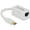 Delock superspeed usb-c (usb 3.1 gen 1) male > gigabit lan 10 100 1000 mbps compact adapter (wit, 0,135 meter)