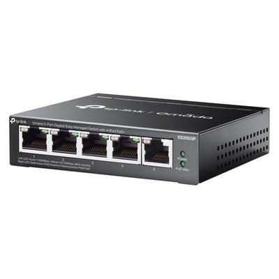 Tp-link omada es205gp switch (zwart, 4x poe+)