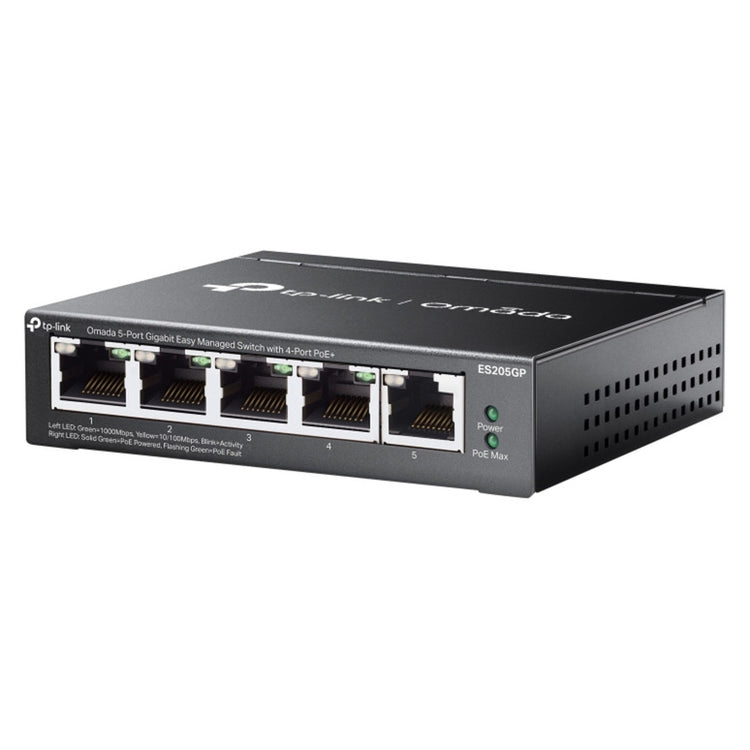 Tp-link omada es205gp switch (zwart, 4x poe+)