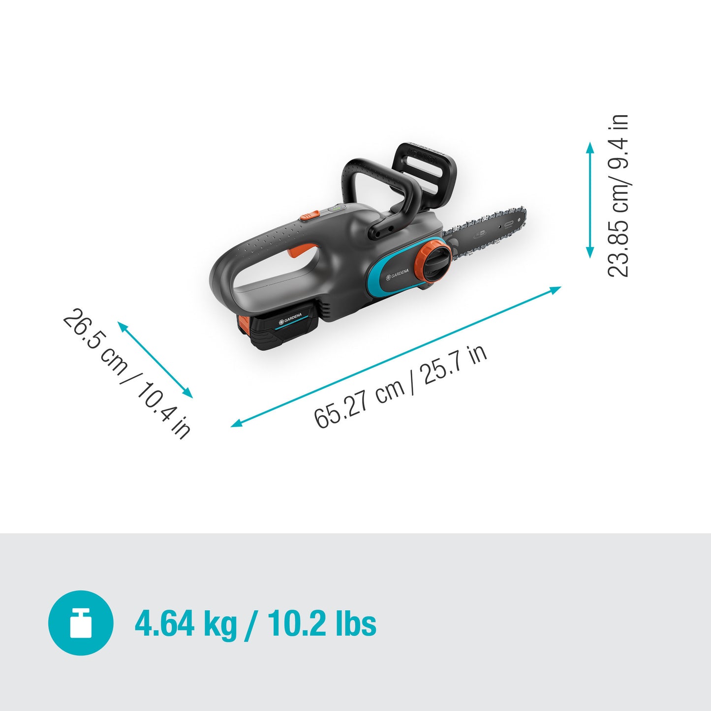 Gardena accukettingzaag powersaw 250 18v (grijs turquoise, accu en oplader inbegrepen, power for all alliance)