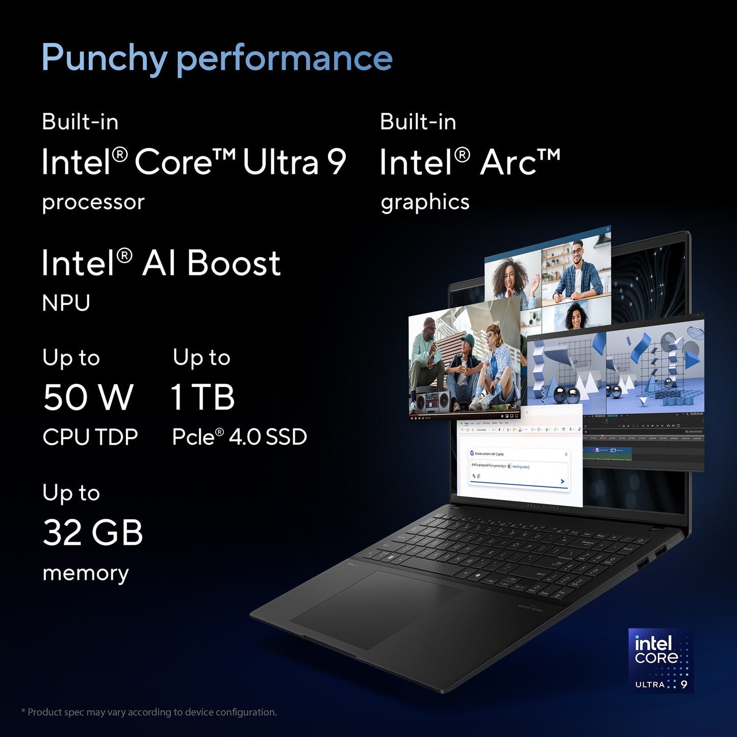 Asus vivobook s 16 oled (s5606ma-mx028w) 16 laptop (zwart | core ultra 7 155h | arc graphics | 16 gb | 1 tb ssd)