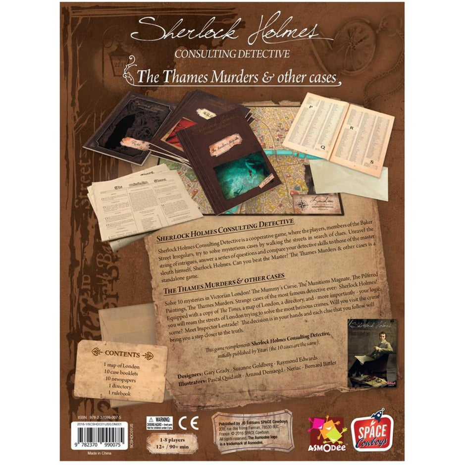 Asmodee sherlock holmes consulting detective: the thames murders other cases bordspel (engels, 1 - 8 spelers, 60 - 90 minuten, vanaf 12 jaar)