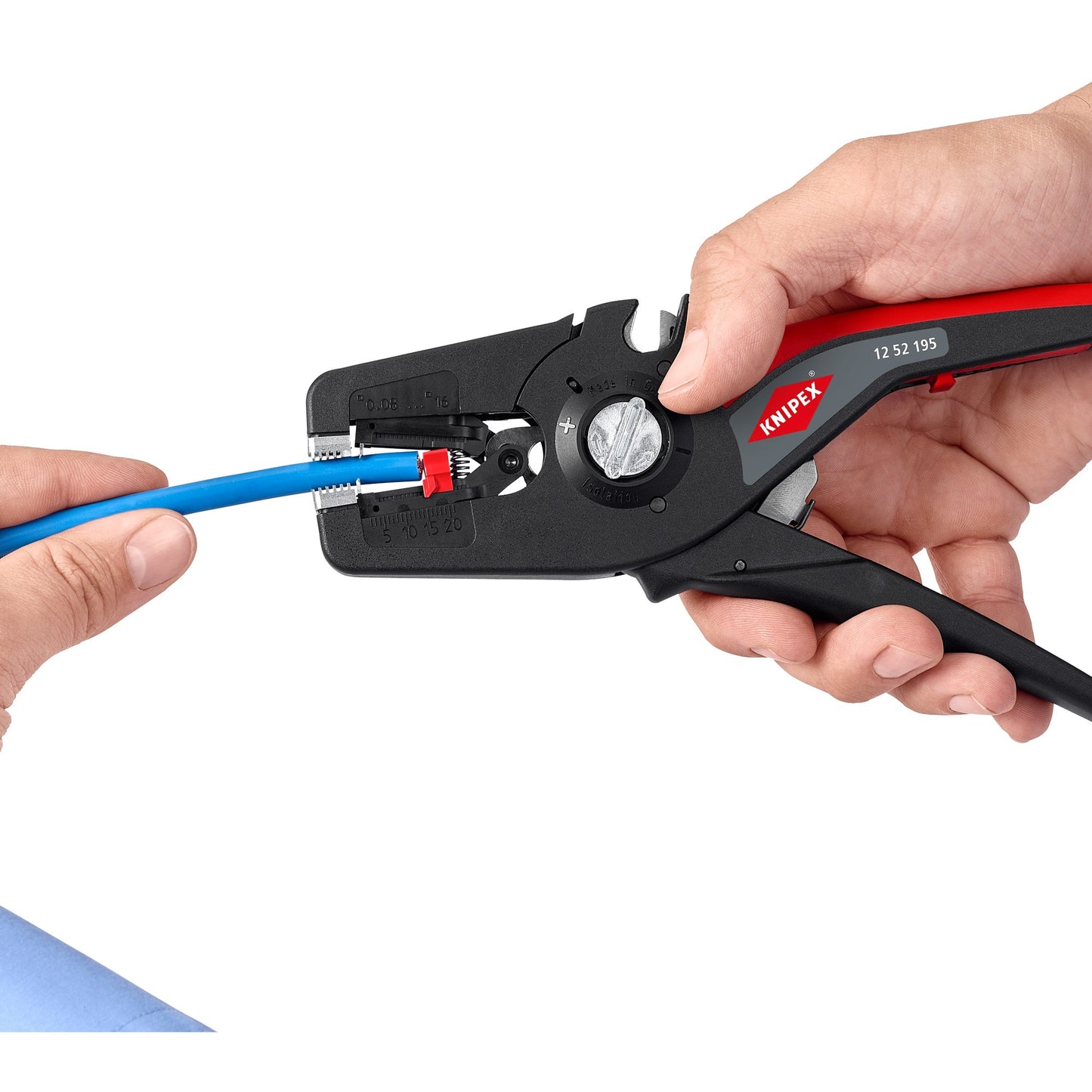 Knipex precistrip16 automatische afstriptang (zwart rood, geïntegreerde draadsnijder)