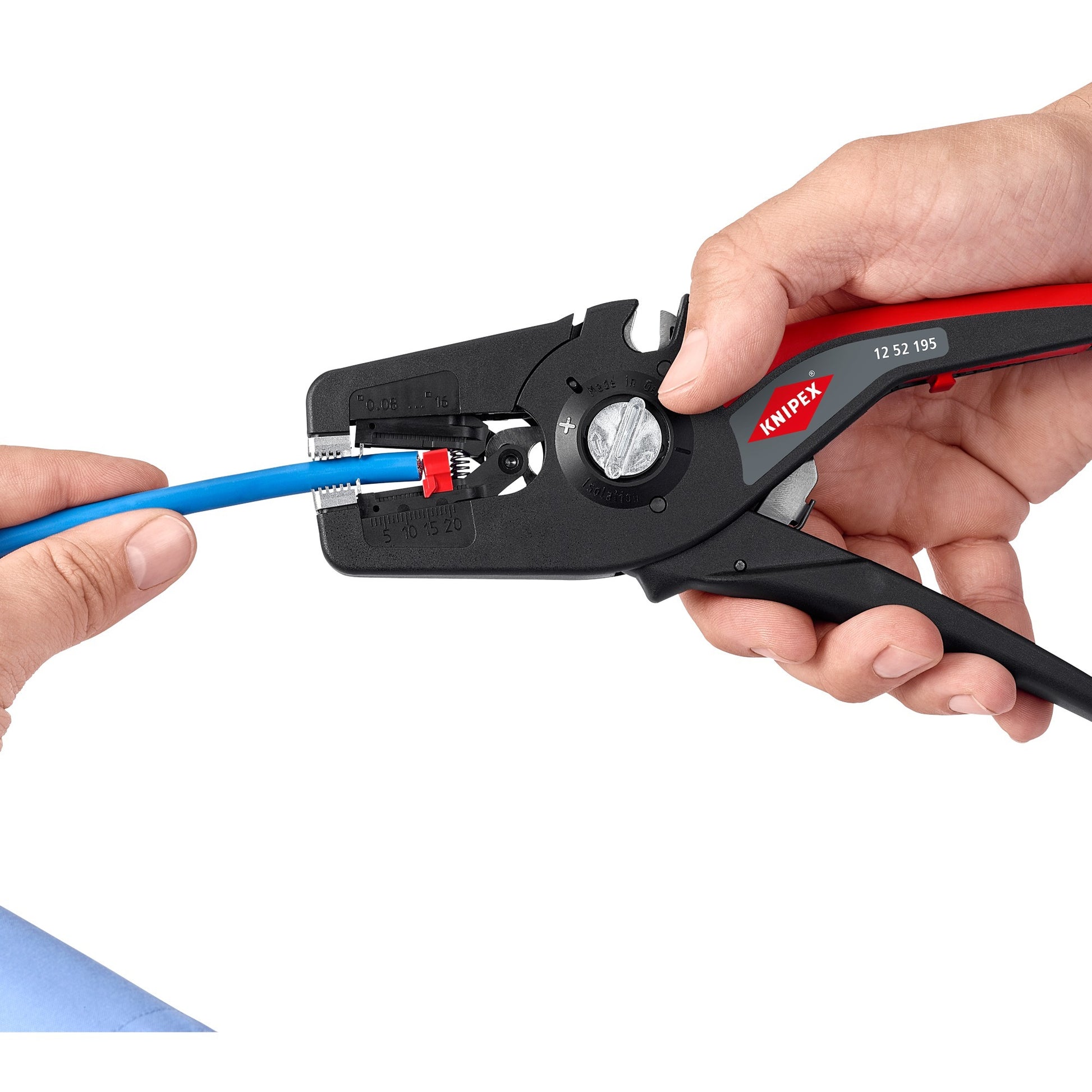 Knipex precistrip16 automatische afstriptang (zwart rood, geïntegreerde draadsnijder)