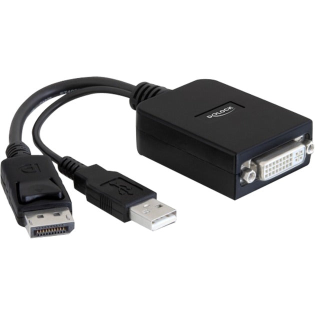 Delock adapter displayport > dvi-i (zwart, + usb (23cm), actief)