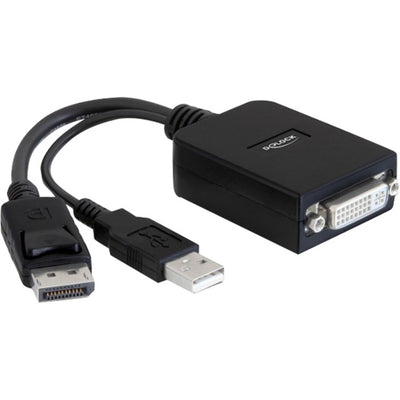 Delock adapter displayport > dvi-i (zwart, + usb (23cm), actief)