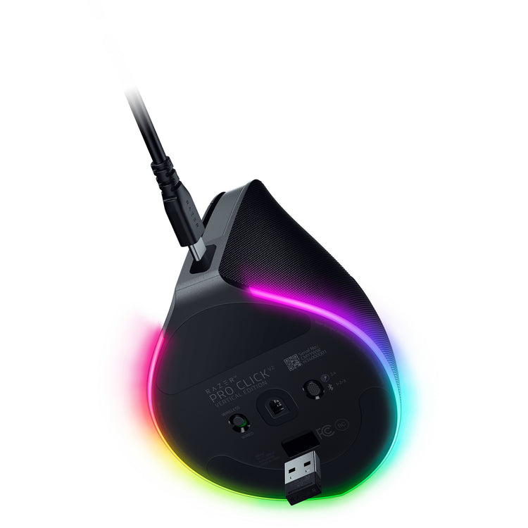 Razer pro click v2 vertical gaming muis (zwart, tot 30.000 dpi, usb-c bluetooth 2.4 ghz)