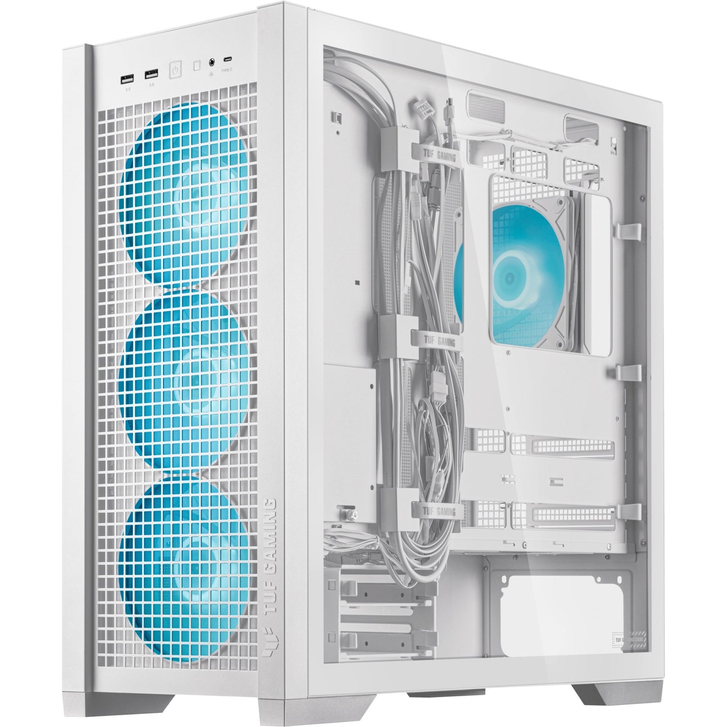 Asus tuf gaming gt302 argb midi tower behuizing (wit | 2x usb-a | 1x usb-c | rgb | tempered glass)