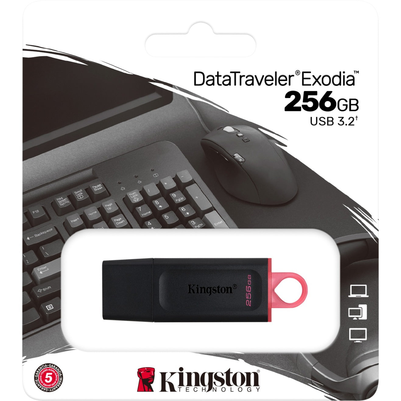 Kingston datatraveler exodia 256 gb usb-stick (zwart rood, dtx 256gb)