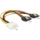 Delock power molex 4-pin male naar 2x sata 15-pin splitterkabel (zwart rood, 0,2 meter) - afbeelding 2
