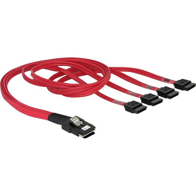 Delock minisas sff-8087 36-pin naar 4x 7-pin sata adapter (rood, 0,5 meter)