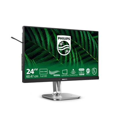 Philips 24b2g5301 23.8 monitor (zilver zwart, vga, hdmi, displayport, usb-c, lan, audio, 100 hz)