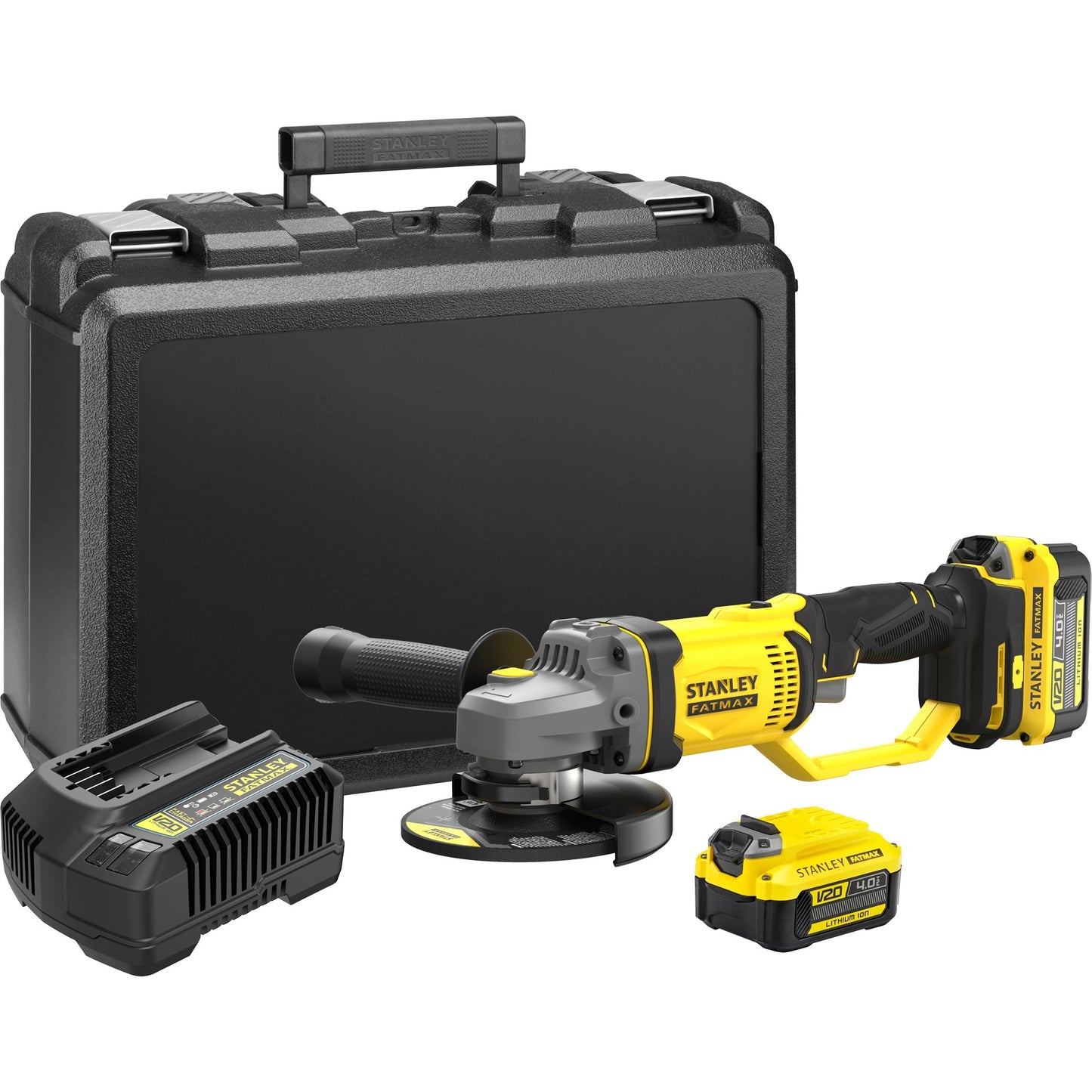 Stanley sfmcg400m2k fatmax® v20 accu haakse slijper 125mm 18v 4.0ah in koffer