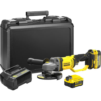Stanley sfmcg400m2k fatmax® v20 accu haakse slijper 125mm 18v 4.0ah in koffer