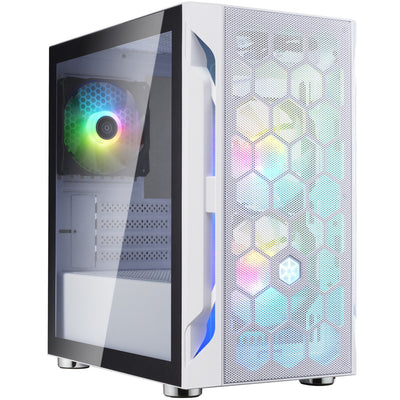 Silverstone fara h1m pro midi tower behuizing (wit | 3x usb-a | rgb | window)
