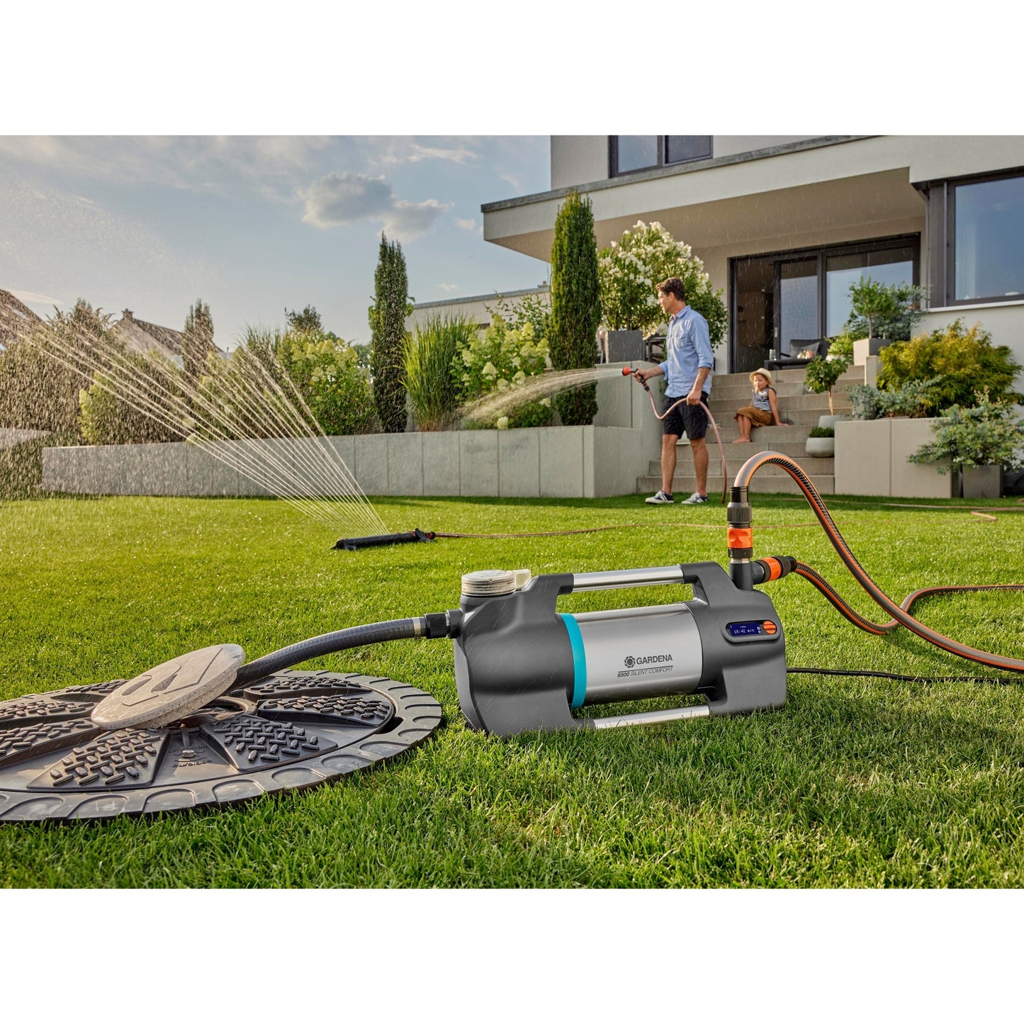 Gardena besproeiingspomp 6500 silentcomfort (donkergrijs roestvrij staal, 1300 watt | bluetooth)