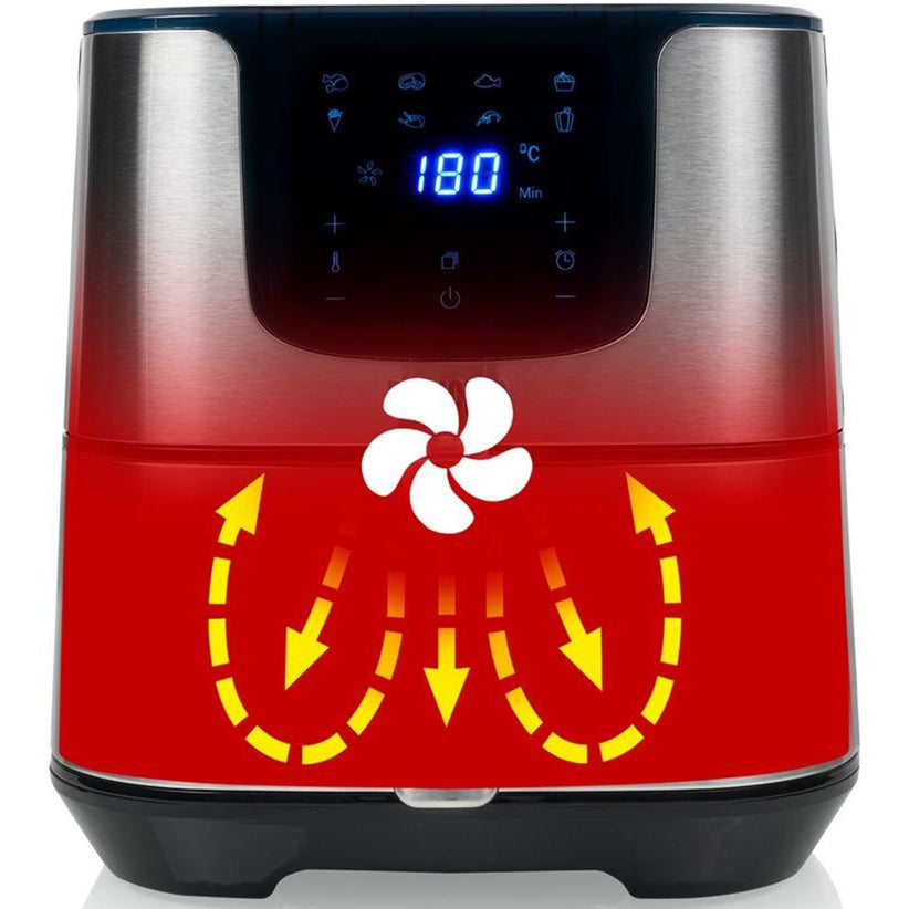 Princess 182060 digital aerofryer deluxe xxl heteluchtfriteuse (roestvrij staal zwart, 5,5 liter)