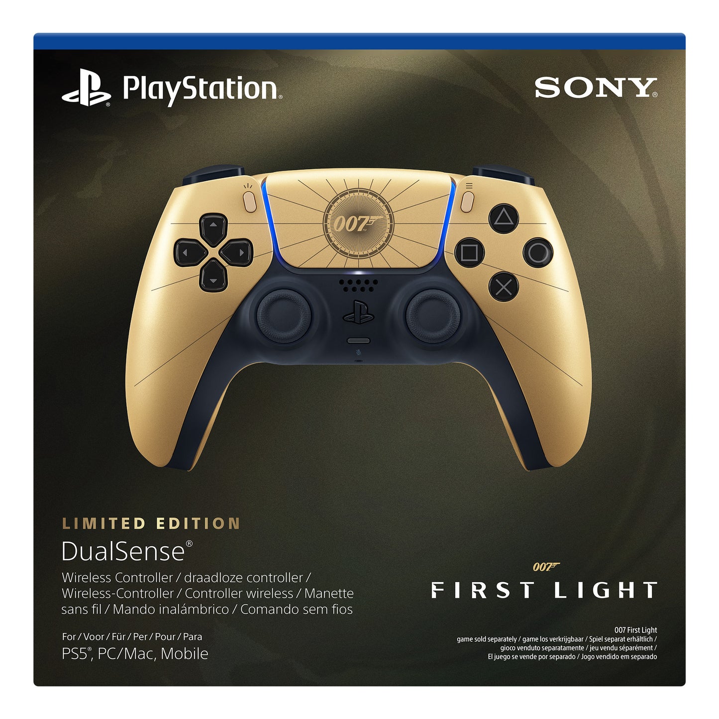 Sony interactive entertainment dualsense draadloze controller – 007 first light limited edition (goud zwart, voor playstation 5)