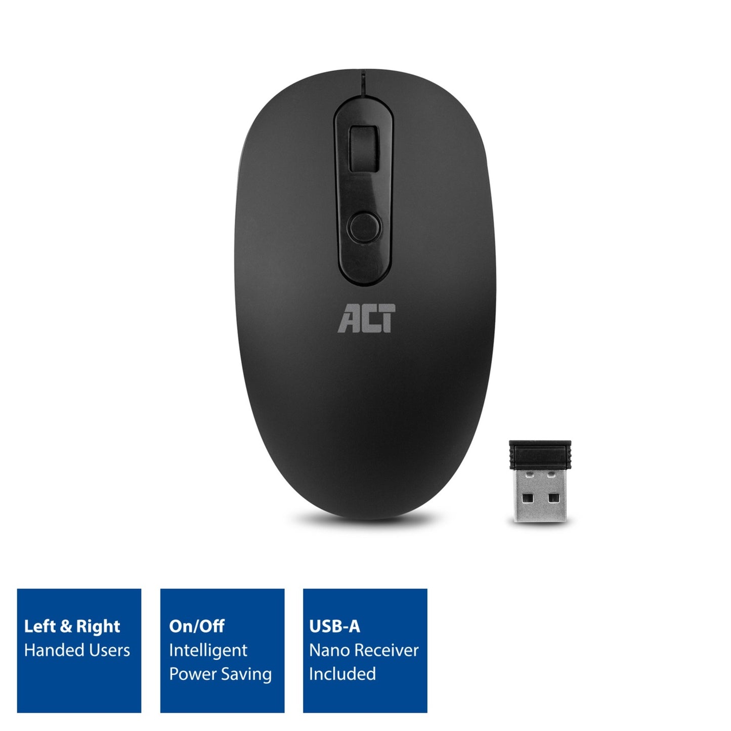 Act connectivity ac5110 draadloze muis 1200 dpi (zwart, 1200 dpi | voor links- en rechtshandigen)