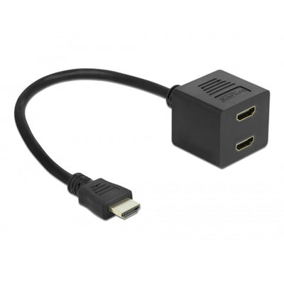 Delock high speed hdmi splitter met ethernet 1x male naar 2x female (zwart)