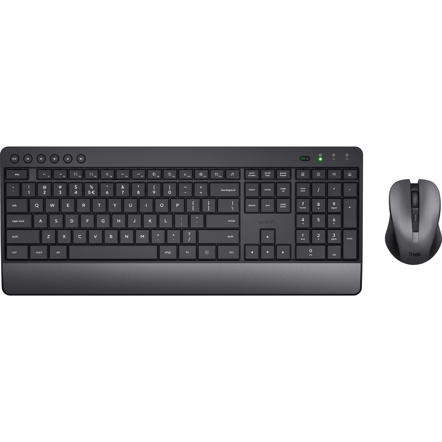 Trust trezo comfort draadloze toetsenbord- en muisset desktopset (zwart, us lay-out (qwerty), 100%)