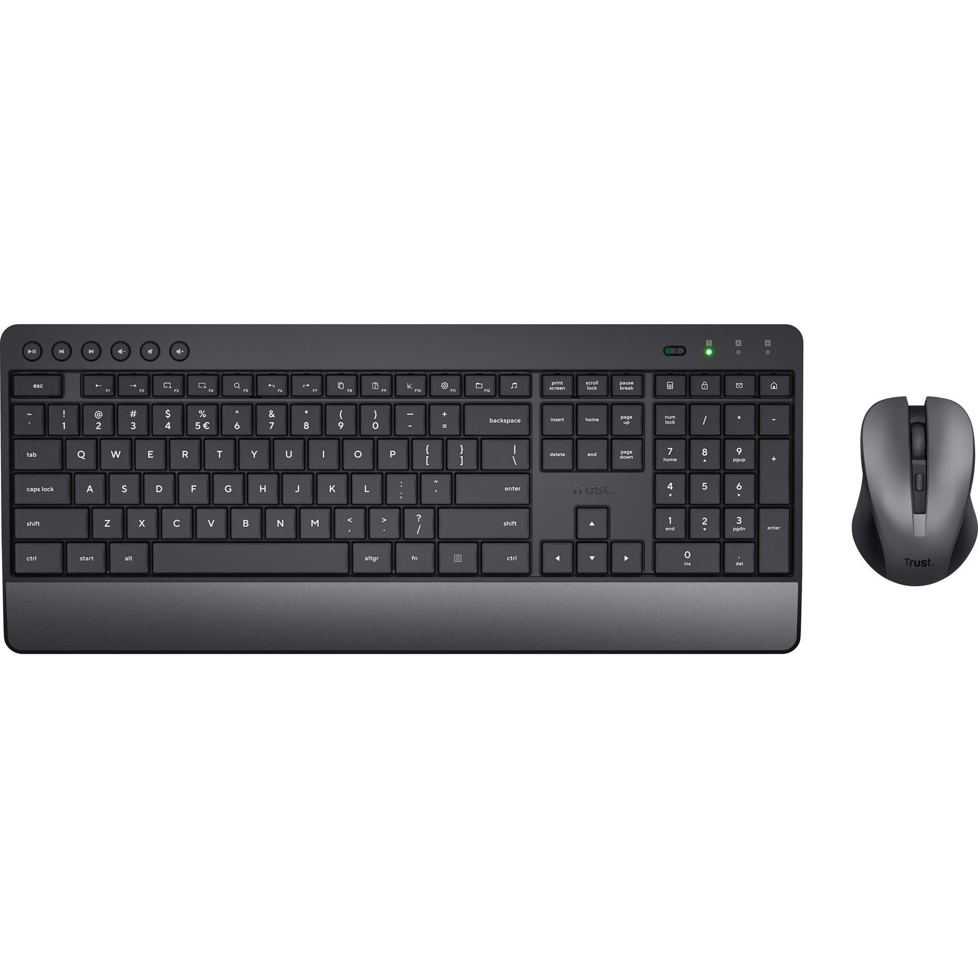 Trust trezo comfort draadloze toetsenbord- en muisset desktopset (zwart, us lay-out (qwerty), 100%)